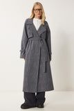 Antrasit Premium Oversize Kaşe Kaban FN03420