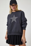 Antrasit Yıldız İşlemeli Şardonlu Örme Sweatshirt UB00237