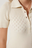 Krem Polo Yaka Triko Elbise YY00215