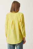 Sarı Oversize Uzun Basic Gömlek  DD00842