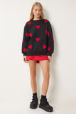 Siyah Kalpli Dokulu Şardonlu Örme Sweatshirt MP00030