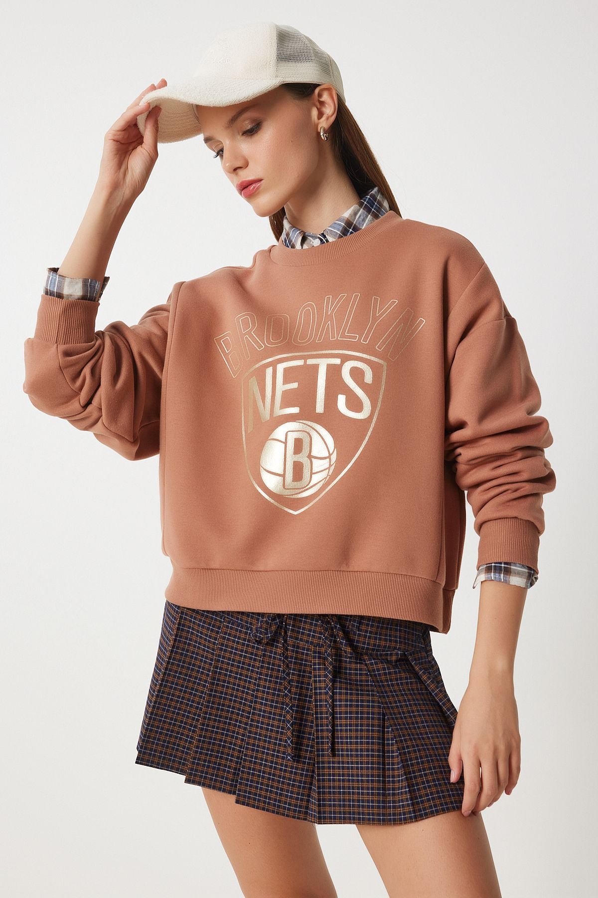 Vizon Hafif Işılltılı Baskılı Şardonlu Mevsimlik Sweatshirt CV00035