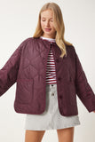 Bordo Geniş Cepli Kapitone Ceket FN03395