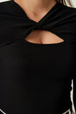 Siyah Cut Out Detaylı Fitilli Örme Bluz SF00005
