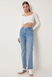 Açık Mavi Orta Bel Straight Jeans UT00025