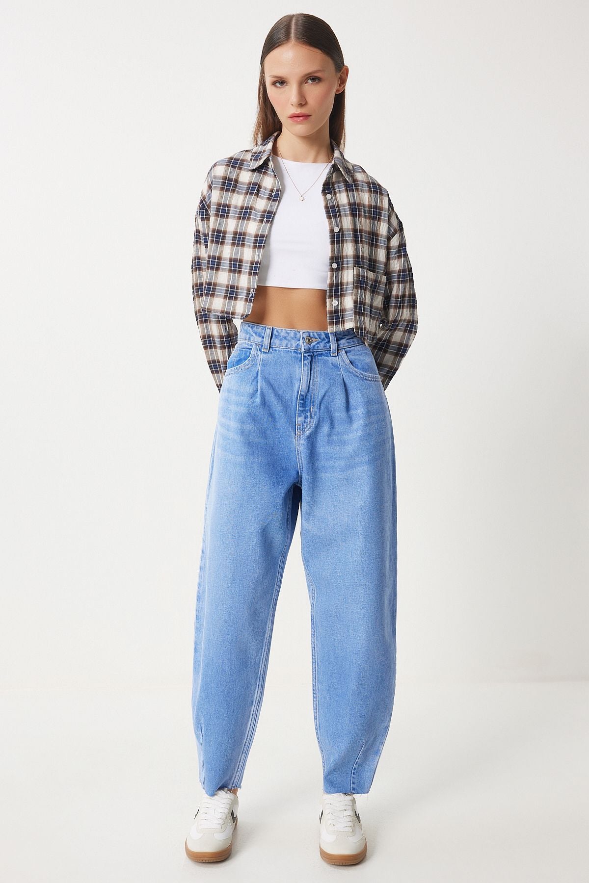 Mavi Yüksek Bel Baggy Jean Pantolon UT00021