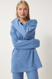 Mavi Rahat Fitilli Örme Bluz Pantolon Takım RG00047