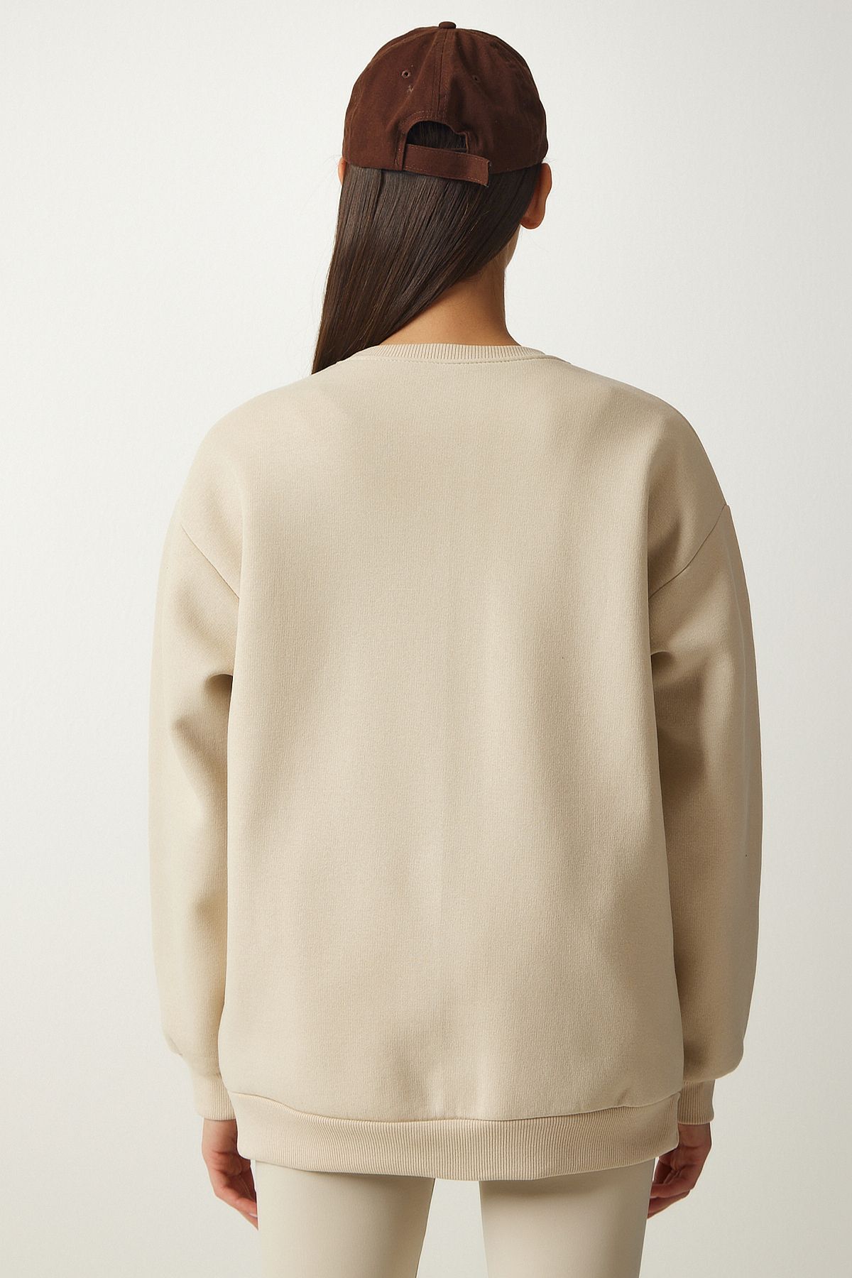 Krem Şardonlu Basic Sweatshirt OW00001