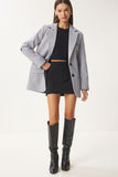Gri Deri Detaylı Kışlık Blazer Ceket FN03405