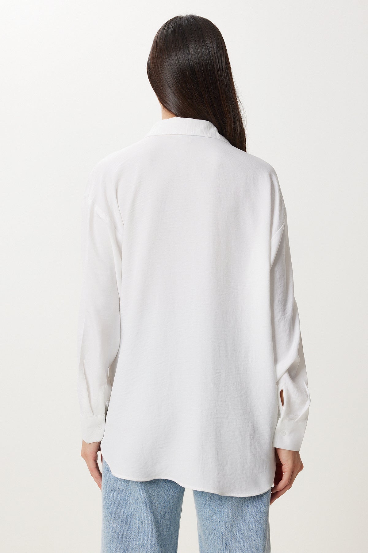 Ekru Oversize Keten Gömlek PB00052