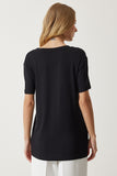 Siyah V Yaka Basic Viskon Örme T-Shirt EN00613