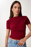 Bordo Büzgülü Sandy Örme Bluz FF00172