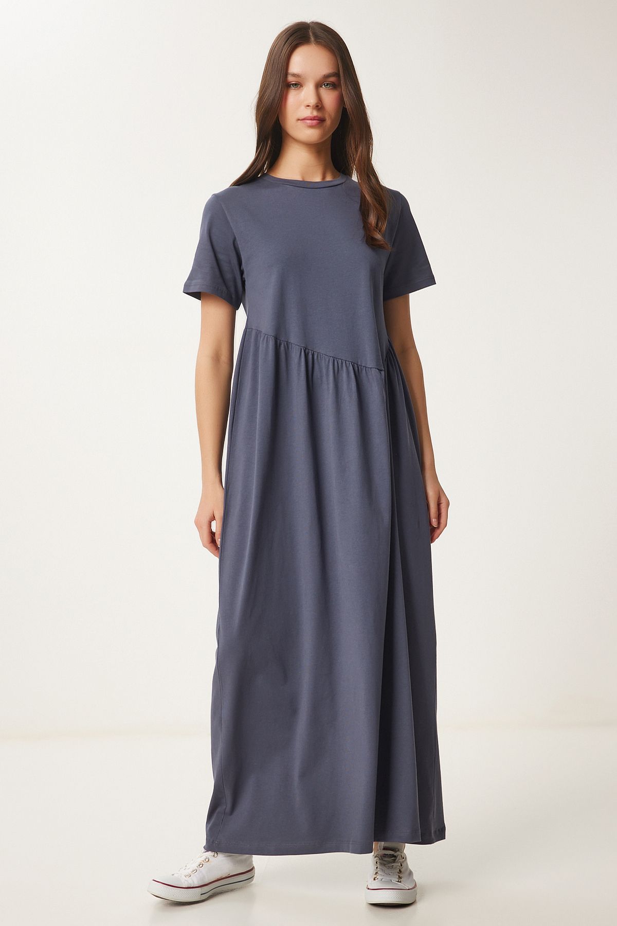 Gri Oversize Yazlık Örme Elbise DZ00122