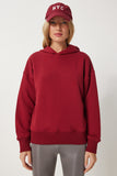 Bordo Kapüşonlu Şardonlu Sweatshirt OW00050