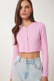 Pembe Çilek Örme Crop Bolero Hırka UB00384