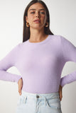 Lila Sakallı Basic Triko Kazak MX00116