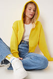 Sarı Kapüşonlu Şardonlu Fermuarlı Sweatshirt OW00051
