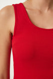 Kırmızı Askılı Fitilli Örme Elbise  Lİ00063