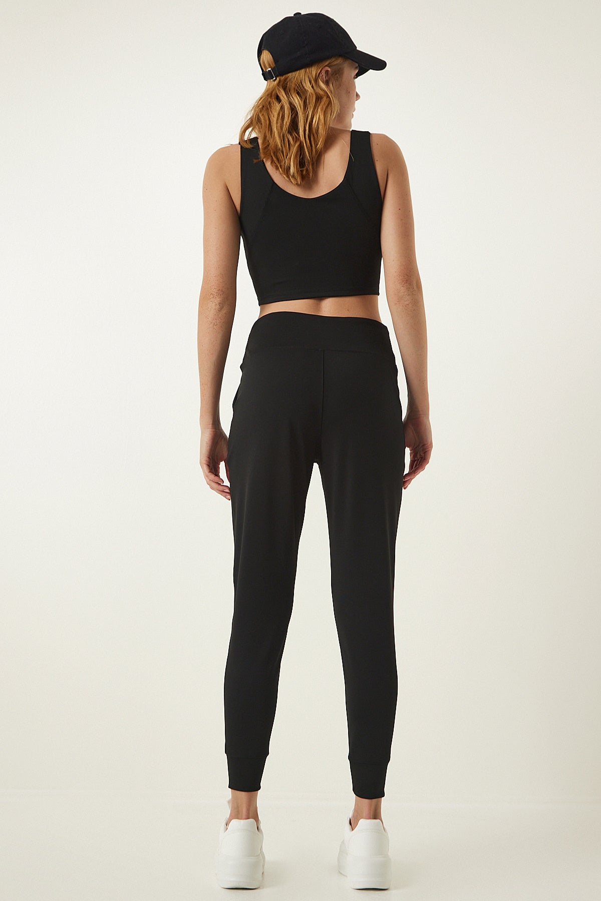 Siyah Cepli Örme Spor Tayt OW00022