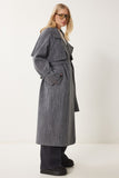 Antrasit Premium Oversize Kaşe Kaban FN03420