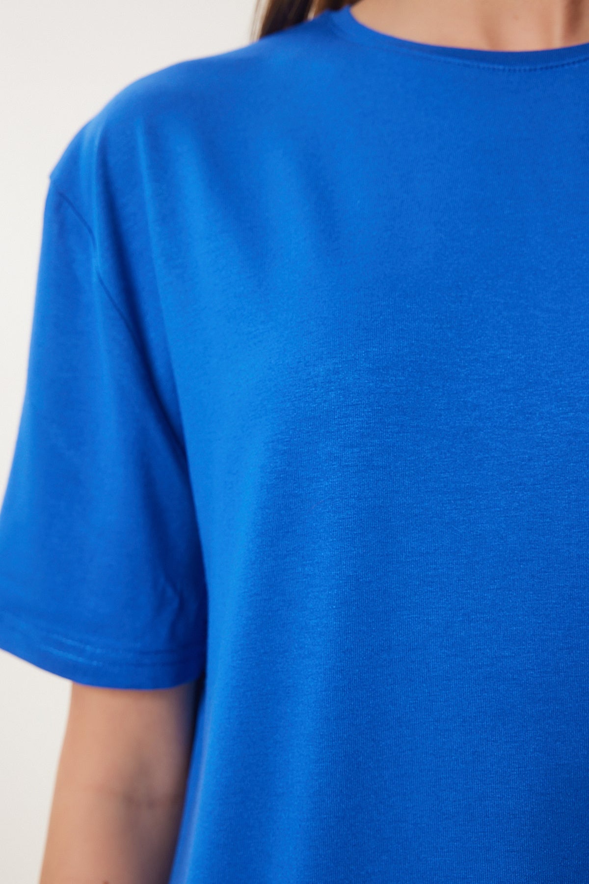 Koyu Mavi Basic Örme T-Shirt EN00642