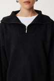Siyah Fermuarlı Oversize Triko Kazak YY00263