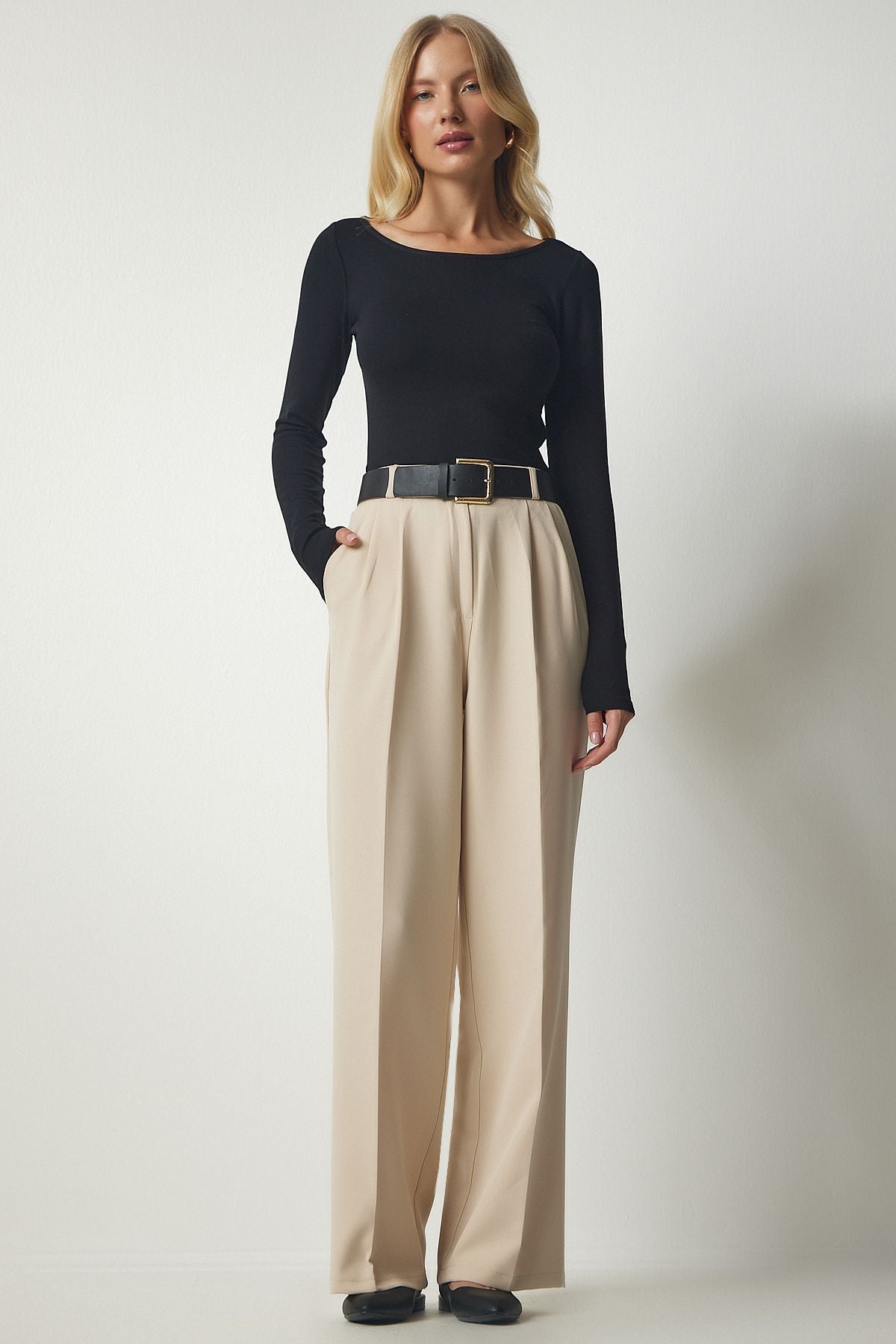 Krem Cepli Palazzo Pantolon DW00001