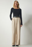 Krem Cepli Palazzo Pantolon DW00001