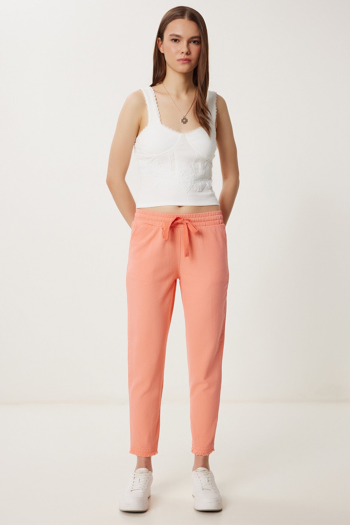 Şeftali Cepli Gabardin Pantolon WF00113