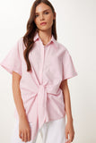 Pembe Bağlama Detaylı Poplin Gömlek BV00140