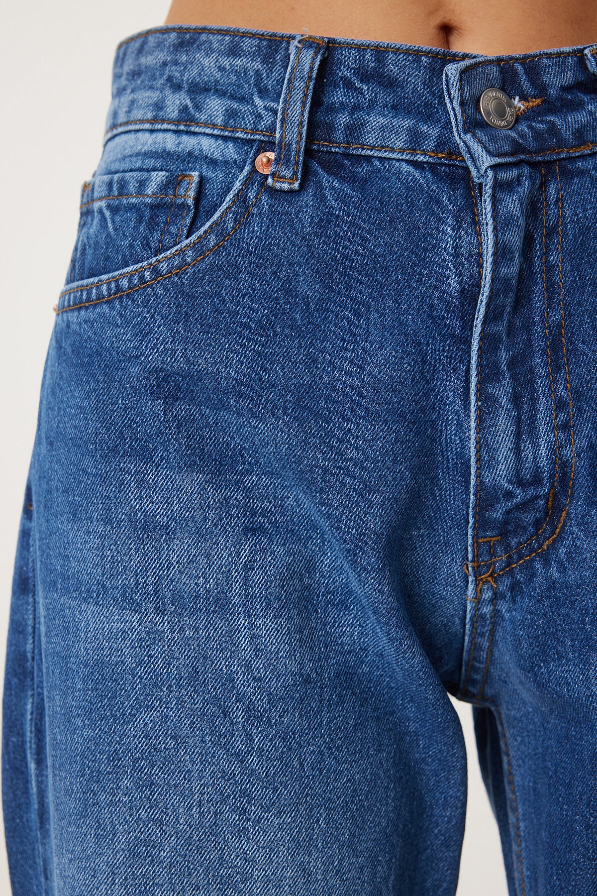Mavi Orta Bel Geniş Paça Bol Jeans UT00023
