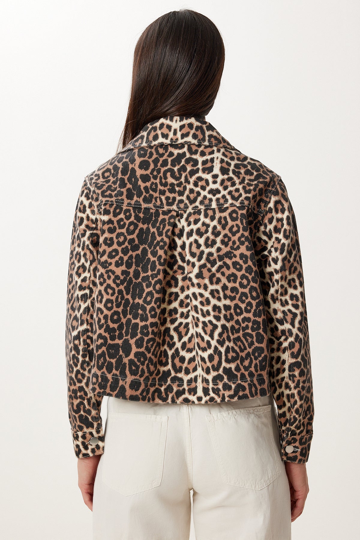 Siyah Bej Leopar Gabardin Ceket GP00023