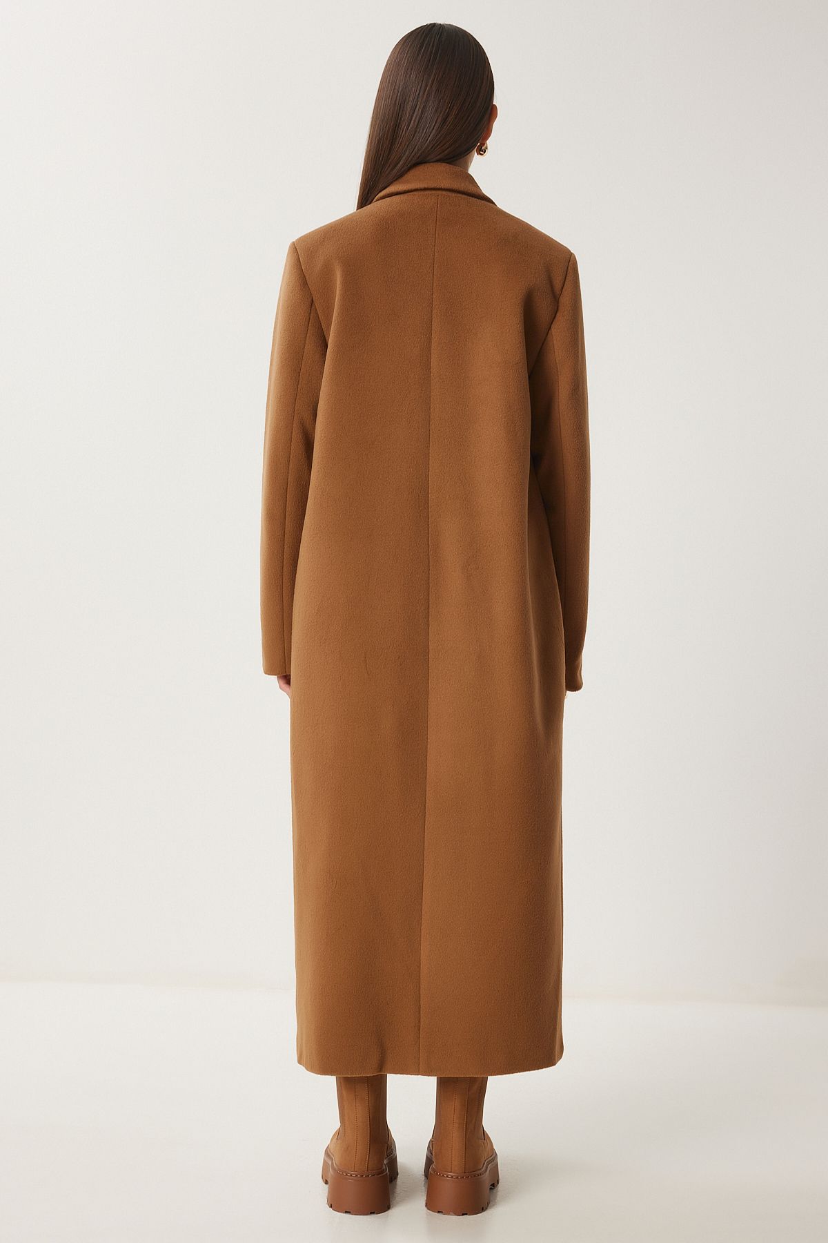 Camel Kruvaze Yaka Kaşe Kaban FN03397