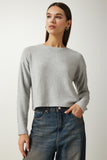 Gri Yumuşak Dokulu Crop Örme Bluz UB00214