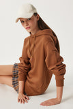 Kahverengi Kapüşonlu Şardonlu Oversize Sweatshirt VN00017