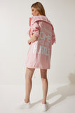 Pembe Baskılı Oversize Gabardin Ceket SA00023