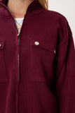 Bordo Kapaklı Cepli Fermuarlı Triko Hırka MX00246