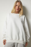 Ekru Şardonlu Oversize Sweatshirt MC00232