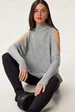 Gri Cut Out Detaylı Oversize Triko Kazak AS00015