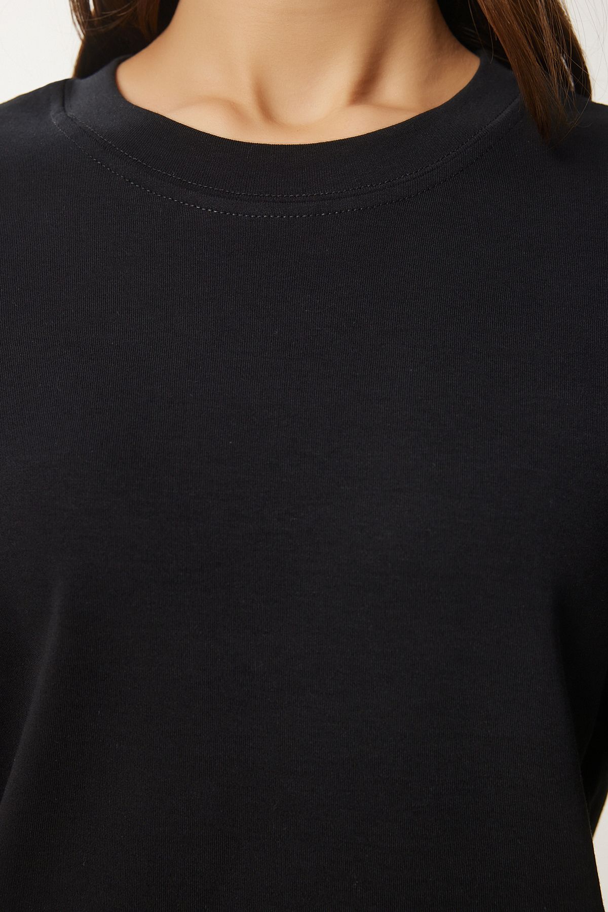 Siyah Gri Melanj 2'Li Paket Pamuklu Basic Örme T-Shirt AG00002