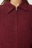 Bordo Fermuarlı Gömlek Yakalı Tüvit Ceket WF00069