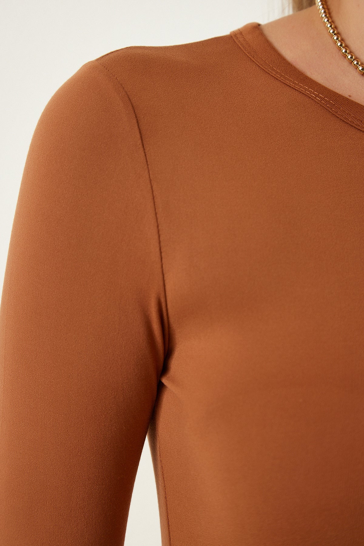 Taba Bisiklet Yaka Basic Viskon Örme Bluz RX00048