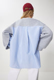 Gri Mavi Oversize Gömlekli Sweatshirt DP00214