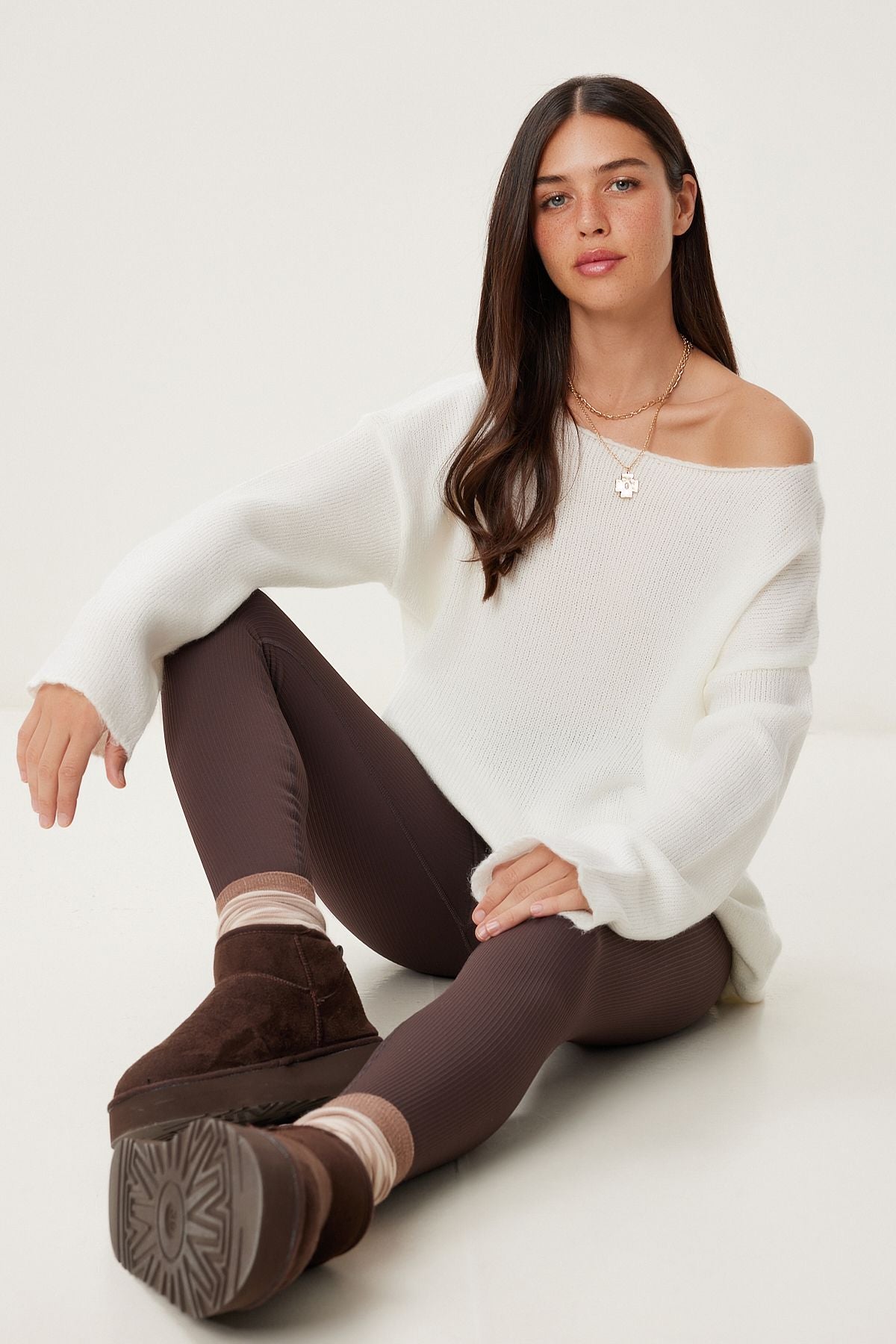 Ekru Basic Oversize Triko Kazak CR00525