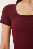 Bordo Basic Crop Örme Bluz FW00007