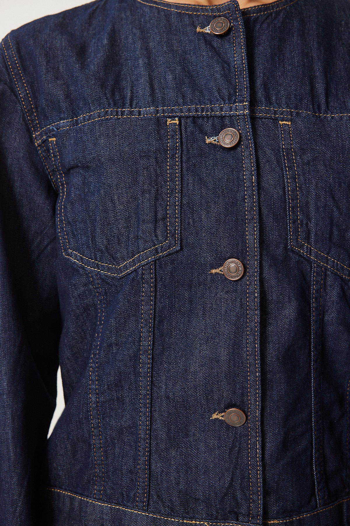 Lacivert Bisiklet Yaka Denim Ceket FN03417