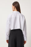 Beyaz İnce Çizgili Crop Poplin Gömlek FN03137
