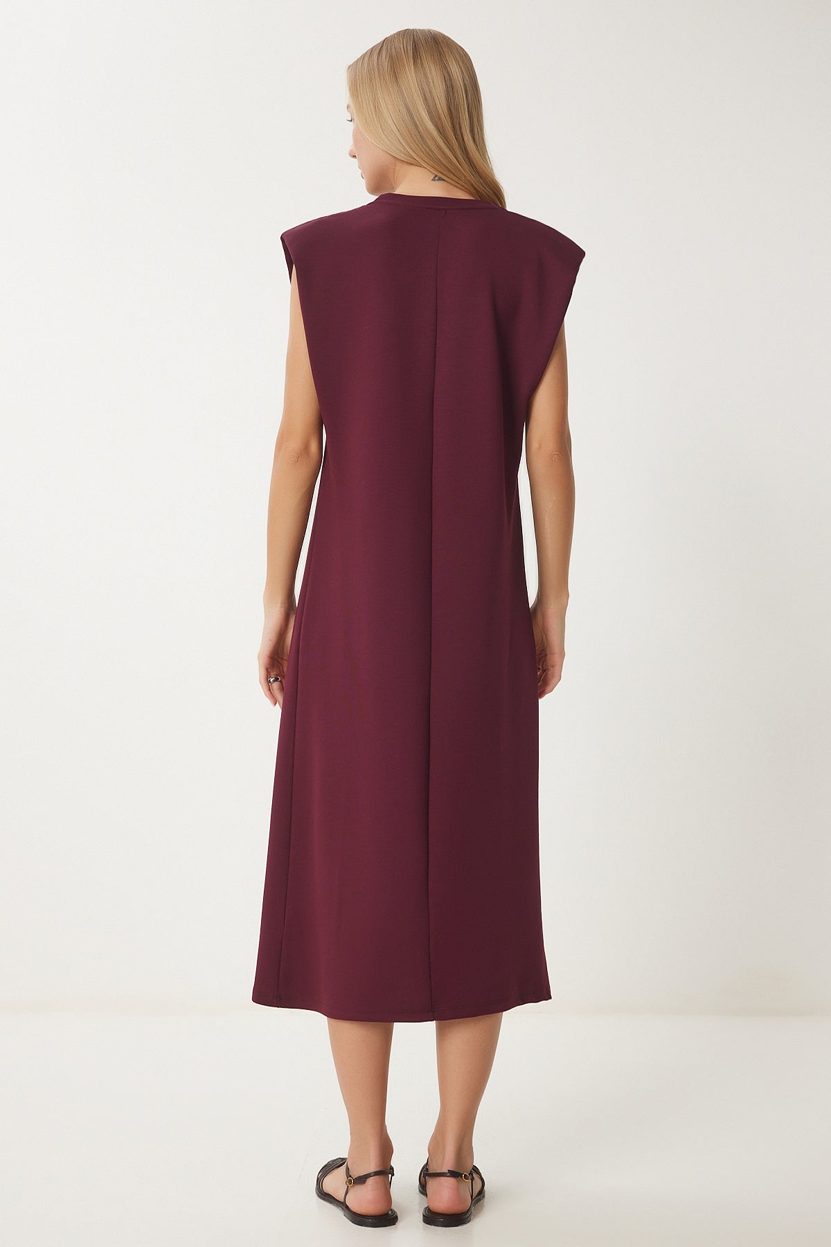 Bordo Vatkalı Basic Yazlık Modal Elbise EJ00002