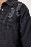 Antrasit Yırtık Detaylı Armalı Denim Ceket MW00152