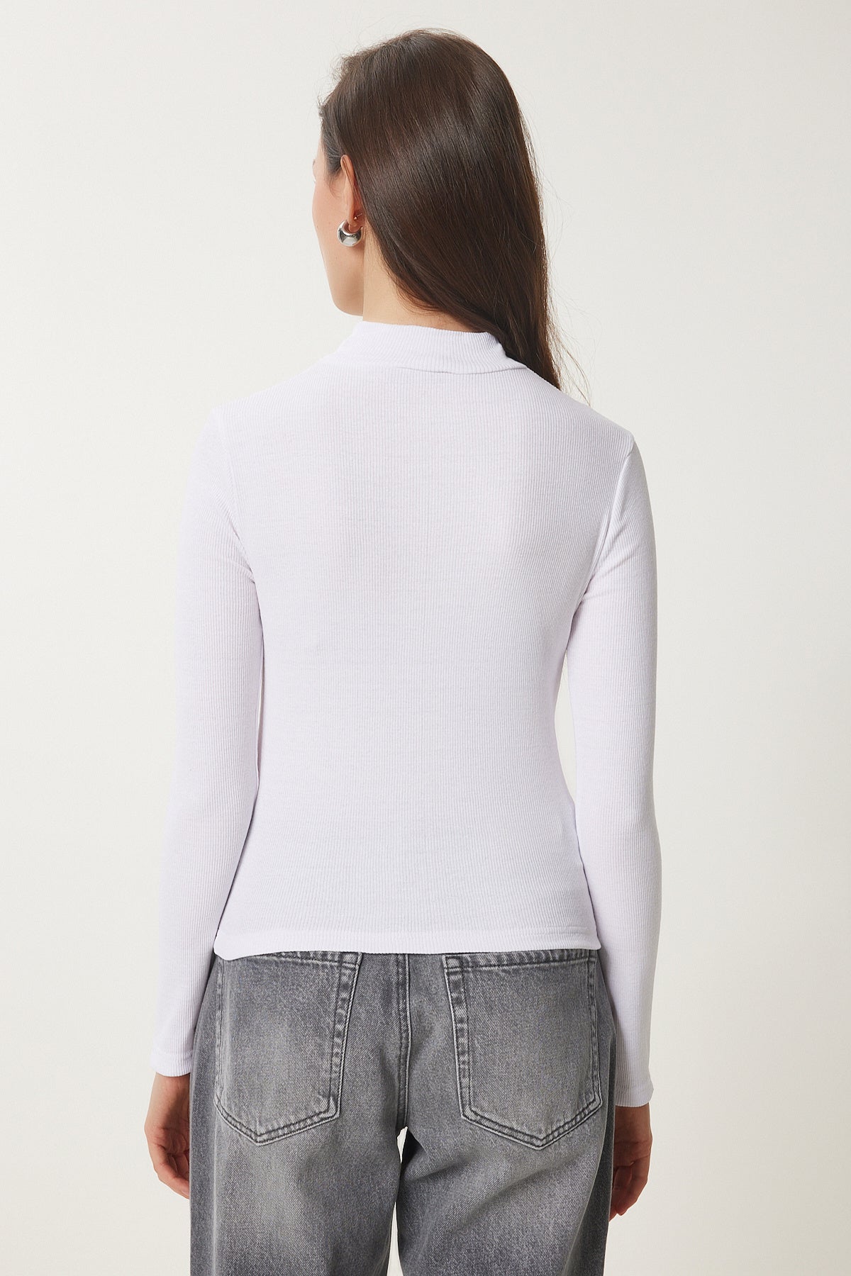 Beyaz Cut Out Detaylı Fitilli Örme Bluz GT00065